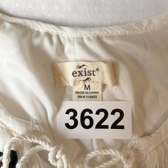 Exist Women Dress size M Half Sleeve Off Shoulder Vneck Above Knee Embroid White - Picture 5 of 8